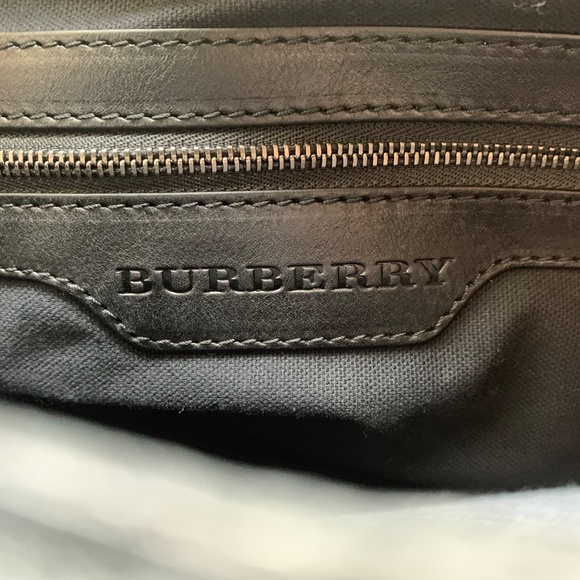 Burberry Dark Brown Plaid with Black Leather Trim Tote + Shoulder Strap - Picture 2 of 7